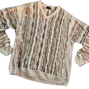 Montecharo By Lorenzoni Men Sz XLT  Vtg Italy 90's Coogi Style Crewneck Sweater